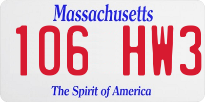 MA license plate 106HW3