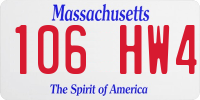 MA license plate 106HW4