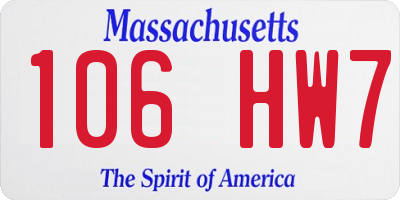 MA license plate 106HW7