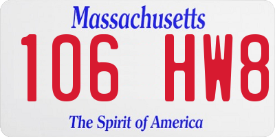 MA license plate 106HW8