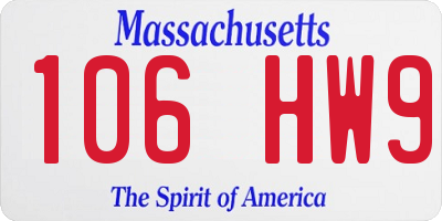 MA license plate 106HW9