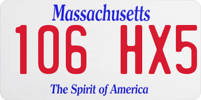 MA license plate 106HX5