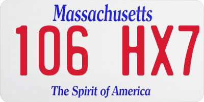 MA license plate 106HX7