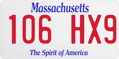 MA license plate 106HX9