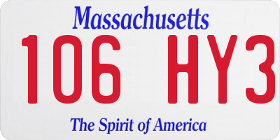 MA license plate 106HY3