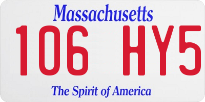 MA license plate 106HY5