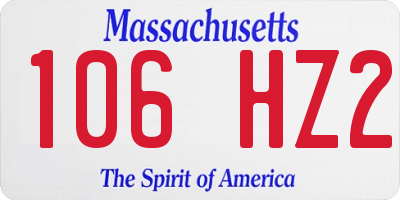 MA license plate 106HZ2