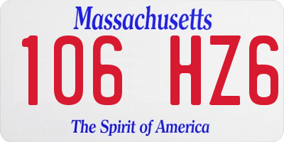 MA license plate 106HZ6