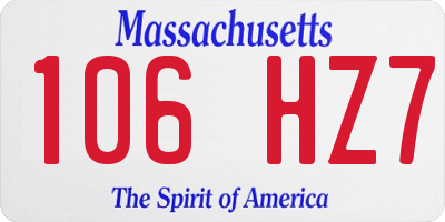 MA license plate 106HZ7