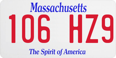 MA license plate 106HZ9