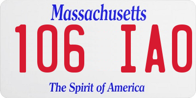 MA license plate 106IA0