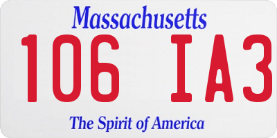 MA license plate 106IA3