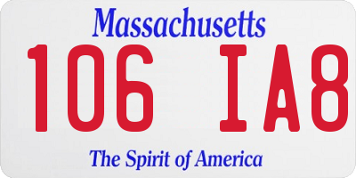 MA license plate 106IA8