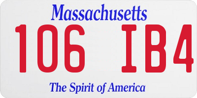 MA license plate 106IB4