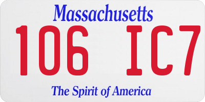 MA license plate 106IC7