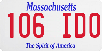 MA license plate 106ID0