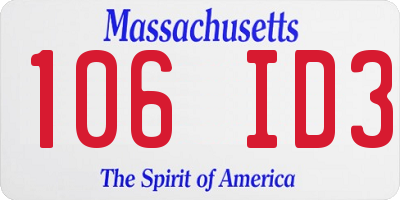 MA license plate 106ID3