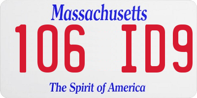 MA license plate 106ID9