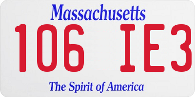 MA license plate 106IE3