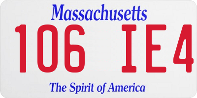 MA license plate 106IE4