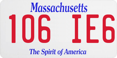 MA license plate 106IE6