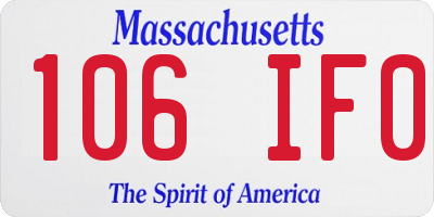 MA license plate 106IF0