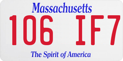 MA license plate 106IF7