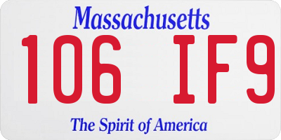 MA license plate 106IF9