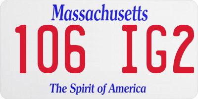 MA license plate 106IG2