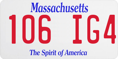MA license plate 106IG4