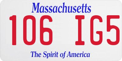 MA license plate 106IG5