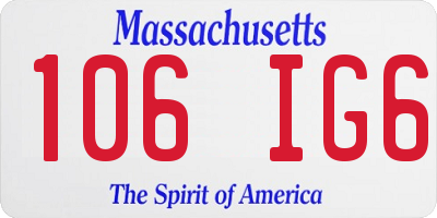 MA license plate 106IG6