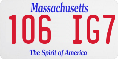 MA license plate 106IG7