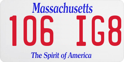 MA license plate 106IG8