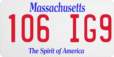 MA license plate 106IG9