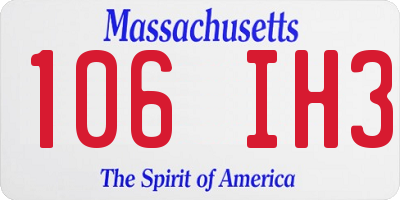 MA license plate 106IH3
