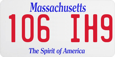 MA license plate 106IH9