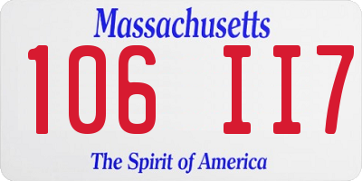 MA license plate 106II7