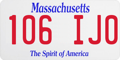 MA license plate 106IJ0