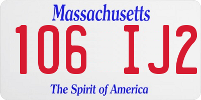 MA license plate 106IJ2