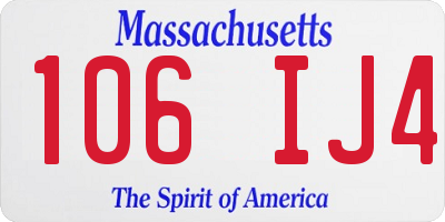MA license plate 106IJ4