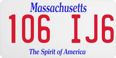 MA license plate 106IJ6