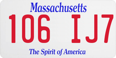 MA license plate 106IJ7