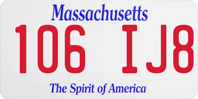 MA license plate 106IJ8