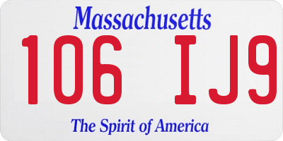MA license plate 106IJ9