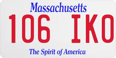 MA license plate 106IK0