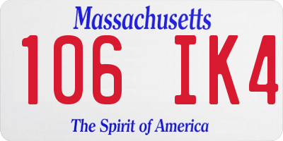 MA license plate 106IK4