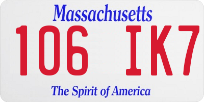 MA license plate 106IK7