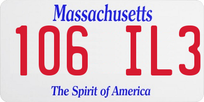 MA license plate 106IL3