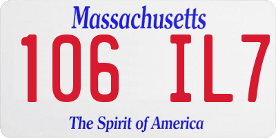 MA license plate 106IL7